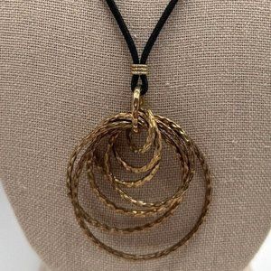 Etrusca Veronese Sterling Gold Over Silver Vermeil Circles Pendant Cord Necklace